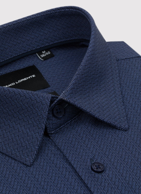 Granatowa dzianinowa koszula w jodełkę