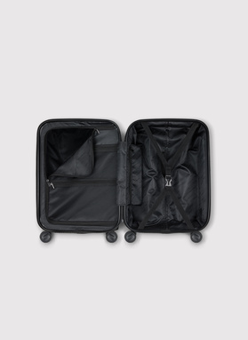 Mała ciemnoszara walizka ze żłobieniami