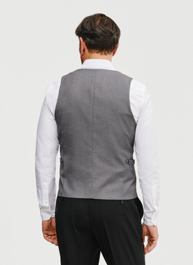 Szara dwurzędowa kamizelka męska