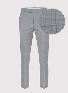 Szare spodnie garniturowe w delikatną kratę