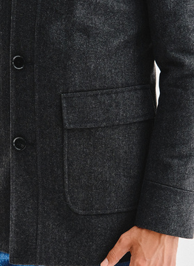 Szary płaszcz zapinany na guziki