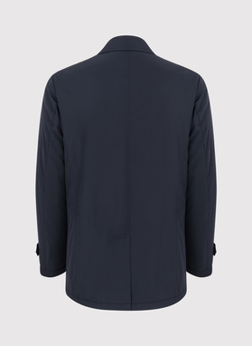 Granatowy przejściowy płaszcz męski