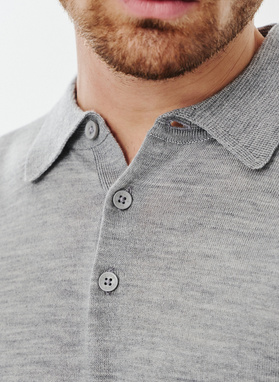 Męski szary sweter z kołnierzykiem polo