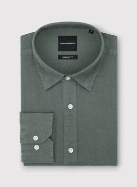 Lniana koszula męska w kolorze zielonym