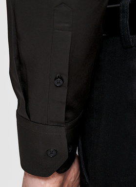 Czarna koszula męska z wełną