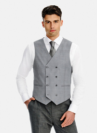 Dwurzędowa szara kamizelka w kratę