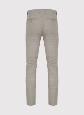 Beżowe spodnie męskie w kratkę