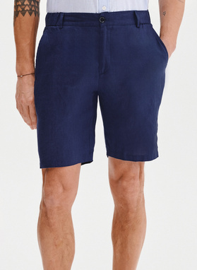 Lniane szorty męskie w kolorze granatowym