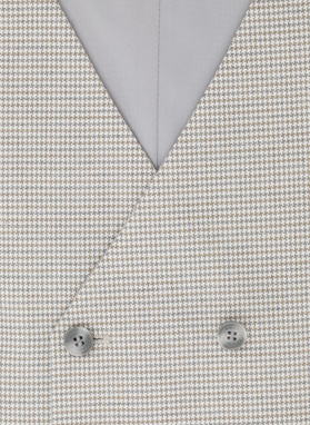 Beżowa dwurzędowa kamizelka w drobną kratę