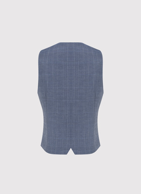 Dwurzędowa granatowa kamizelka w kratę