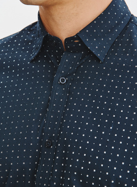 Granatowa koszula męska wzór geometryczny