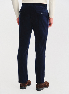 Granatowe spodnie sztruksowe