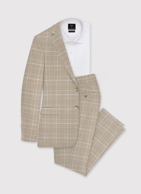 Beżowe spodnie męskie w kratę