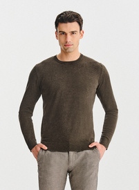 Brązowy sweter męski o-neck