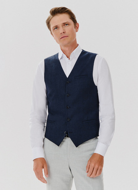 Jednorzędowa kamizelka męska w kolorze granatowym