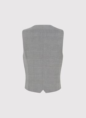 Dwurzędowa szara kamizelka w kratę