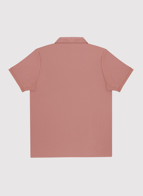 Różowy t-shirt polo na trzy guziczki