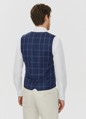 Granatowa kamizelka w jasną kratę