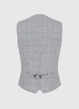 Szara kamizelka męska w granatową kratkę