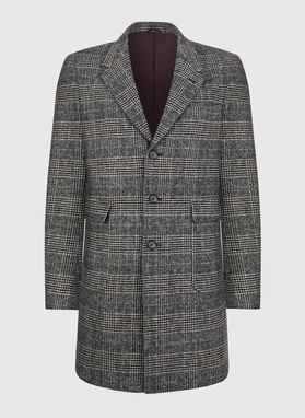 Brązowy płaszcz męski w kratę