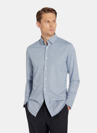 Granatowa koszula w drobną kratę