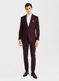 Bordowy garnitur męski