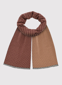 Brązowy szalik męski z beżowym sygnetem PL