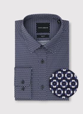 Granatowa koszula w kwiaty