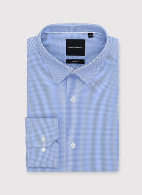 Niebieska dzianinowa koszula w pepitkę