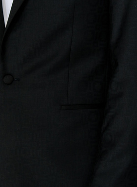 Czarna żakardowa marynarka smokingowa