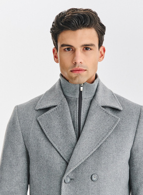 Wełniany dwurzędowy płaszcz męski