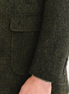 Zielony wełniany płaszcz męski