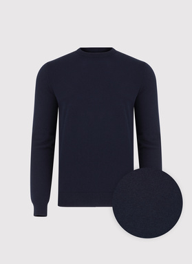 Granatowy bawełniany sweter z kaszmirem