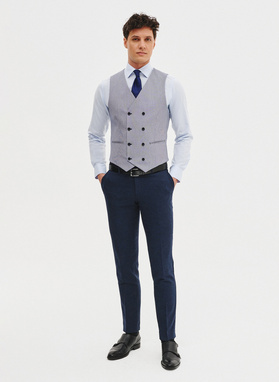 Dwurzędowa kamizelka męska w pepitkę