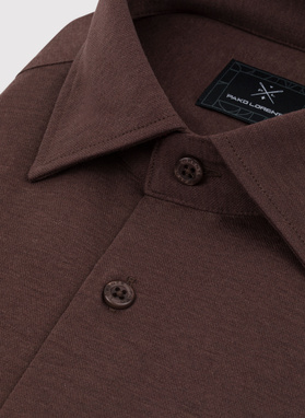Ciemna brązowa bawełniana koszula męska