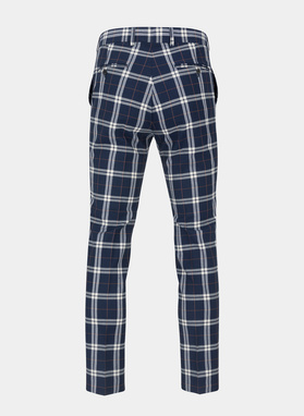 Granatowy garnitur w intensywną kratę