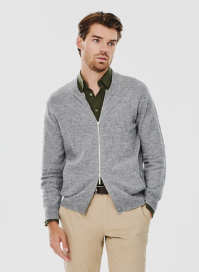 Sweter męski rozpinany w szarym kolorze