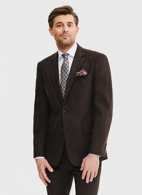 Gładki brązowy garnitur męski