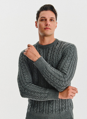 Szary sweter męski z kaszmirem