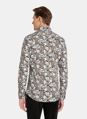 Czarna koszula męska kwiaty