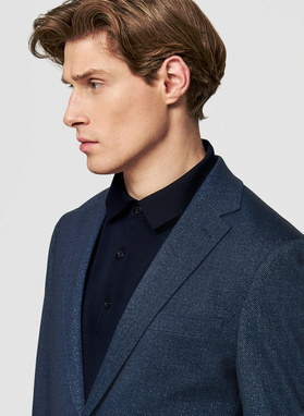 Granatowa marynarka w jodełkę