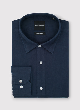 Lniana koszula męska w kolorze granatowym