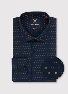 Granatowa koszula męska mikrowzór