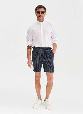 Biała koszula męska z lnu i bawełny