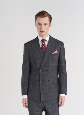 Szare garniturowe spodnie w kratę