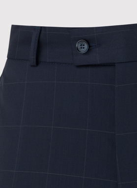 Granatowe spodnie garniturowe w subtelną kratę