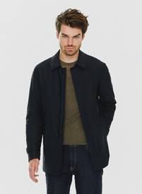 Granatowy przejściowy płaszcz męski