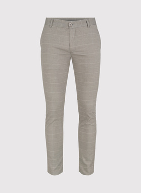 Beżowe spodnie męskie w kratkę