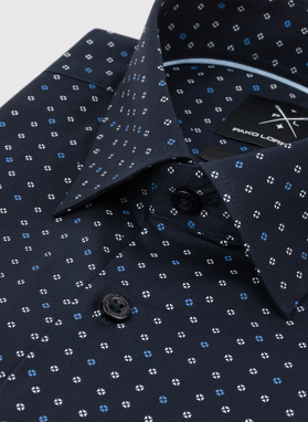 Granatowa koszula męska w mikrowzór