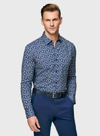 Granatowa koszula męska w kwiaty